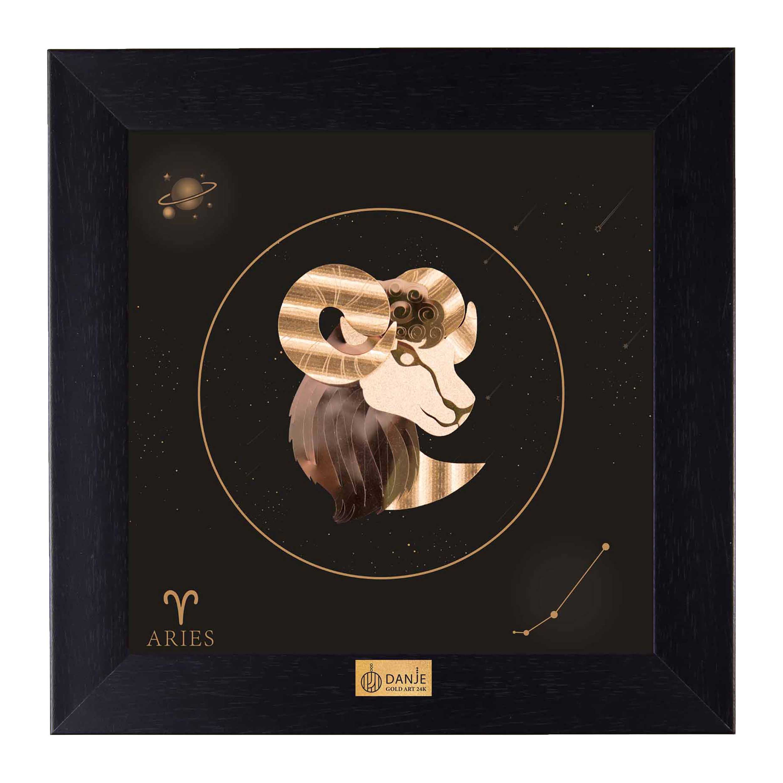 تابلو ورق طلا 24 عیار با قاب PVC طرح سمبل ماه  فروردین برند دانژه