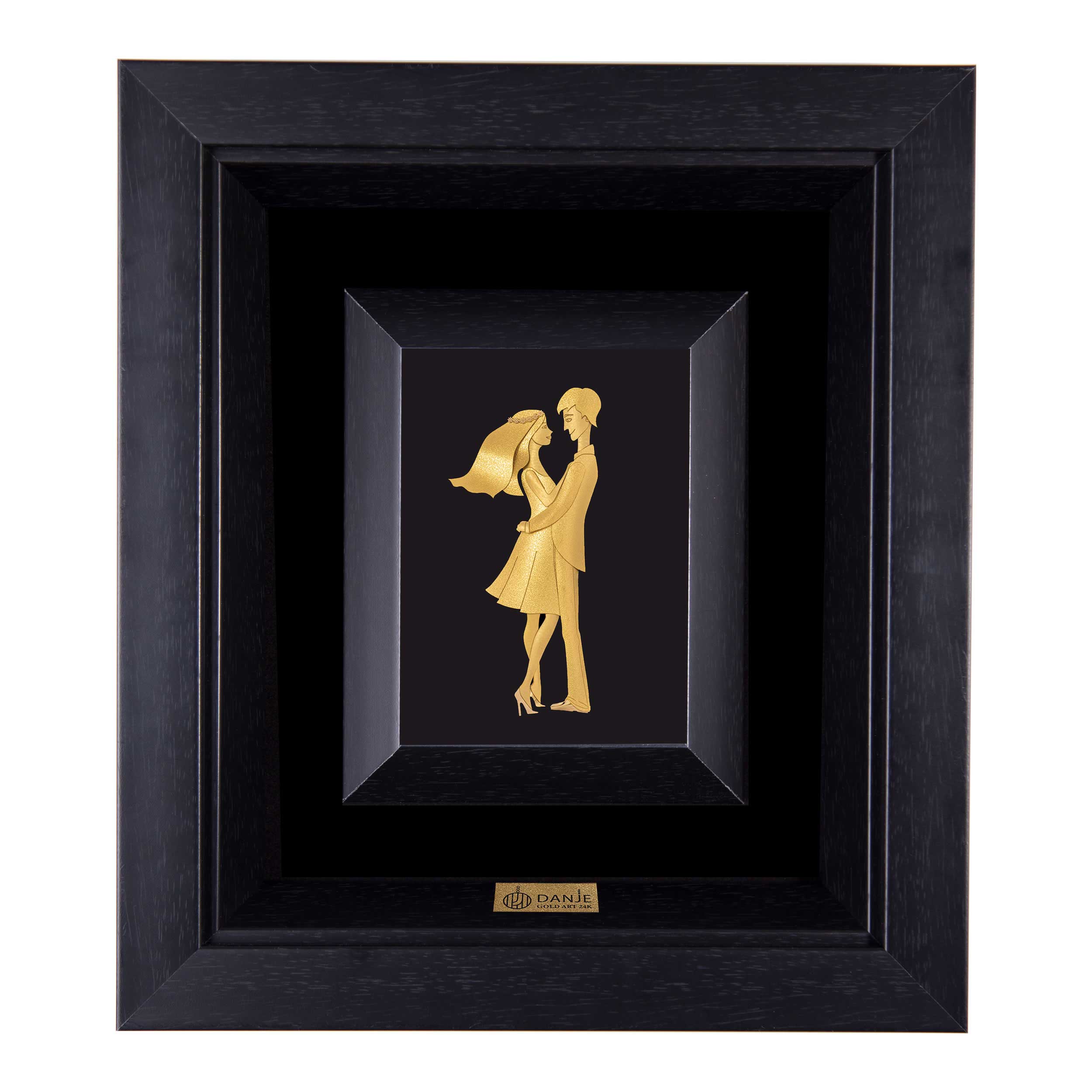تابلو ورق طلا 24 عیار با قاب PVC طرح دختر و پسر برند دانژه