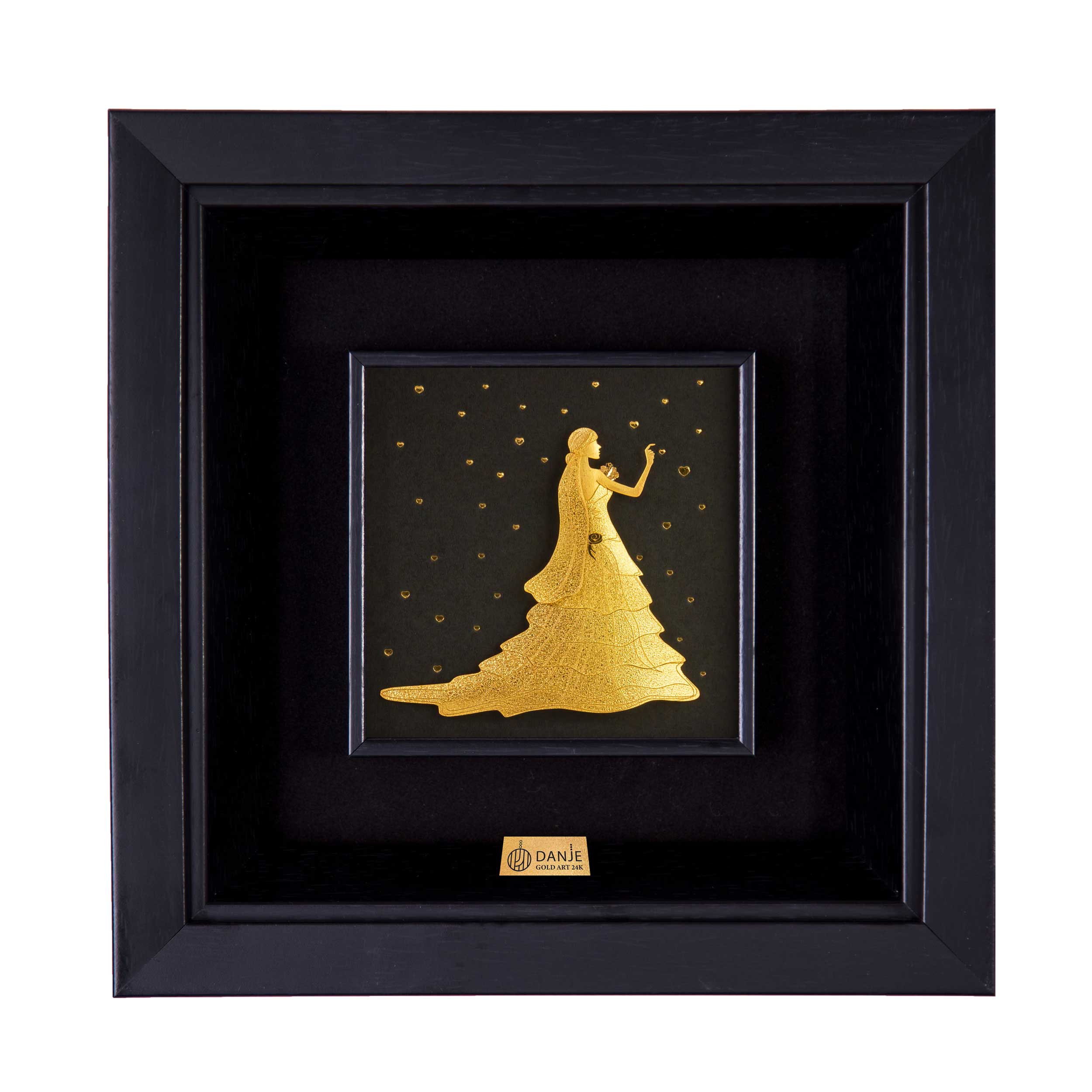 تابلو ورق طلا 24 عیار با قاب PVC طرح عروس ستارگان