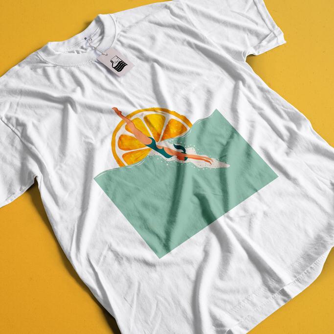 تیشرت طرح پرتقالی شناور برند الی ارت 