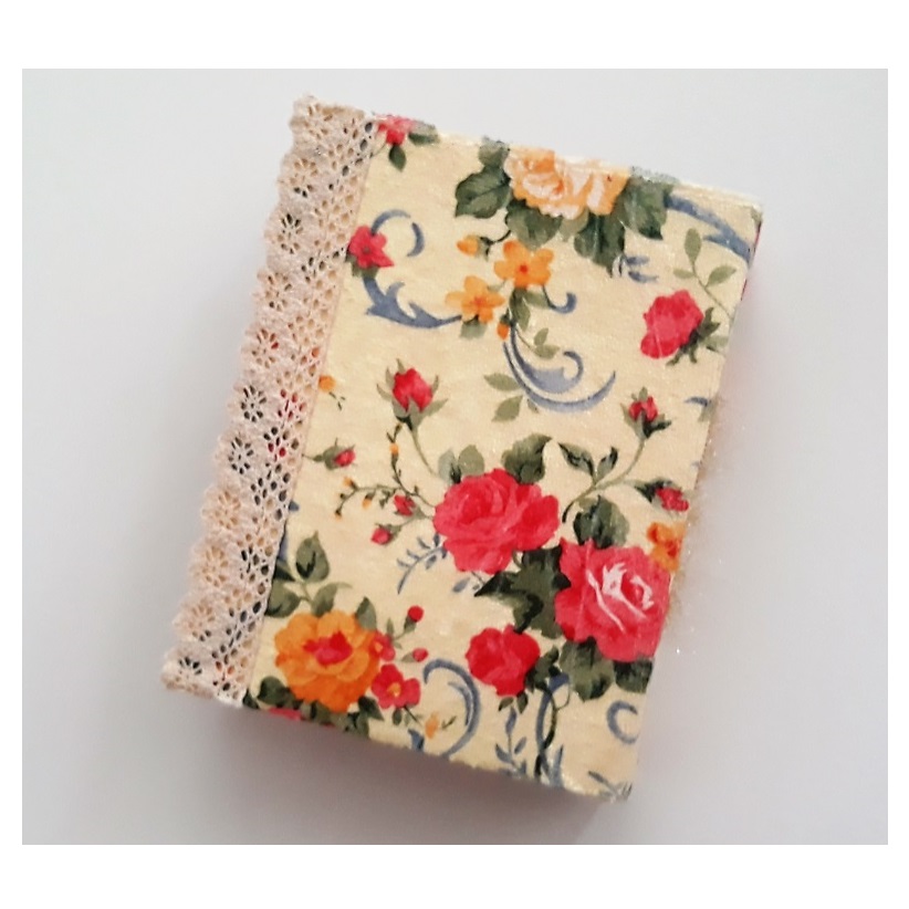 دفتر یادداشت دستساز پارچه ای طرح گل گلی