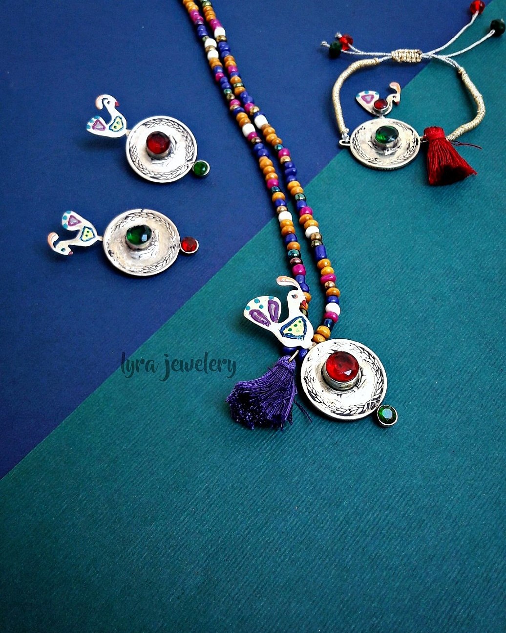 ست کامل یاقوتی طرح خروس قندی 