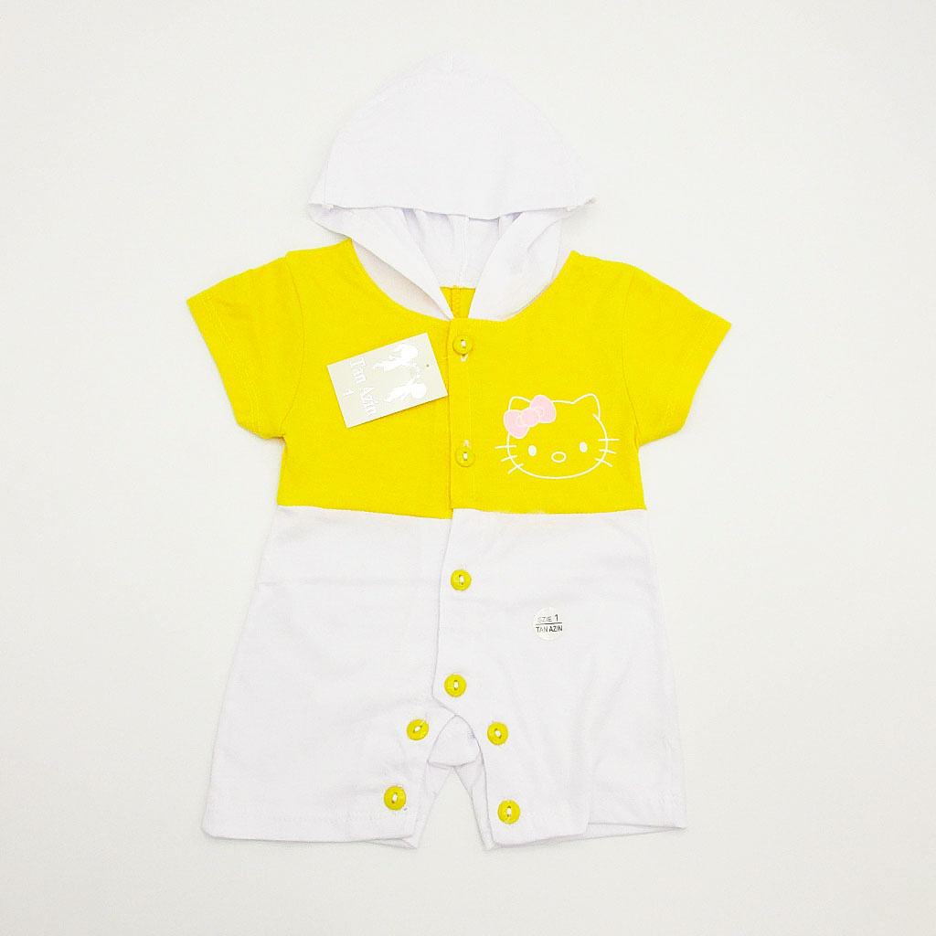 لباس نوزادی سرهمی دخترانه زرد و سفید سایز1