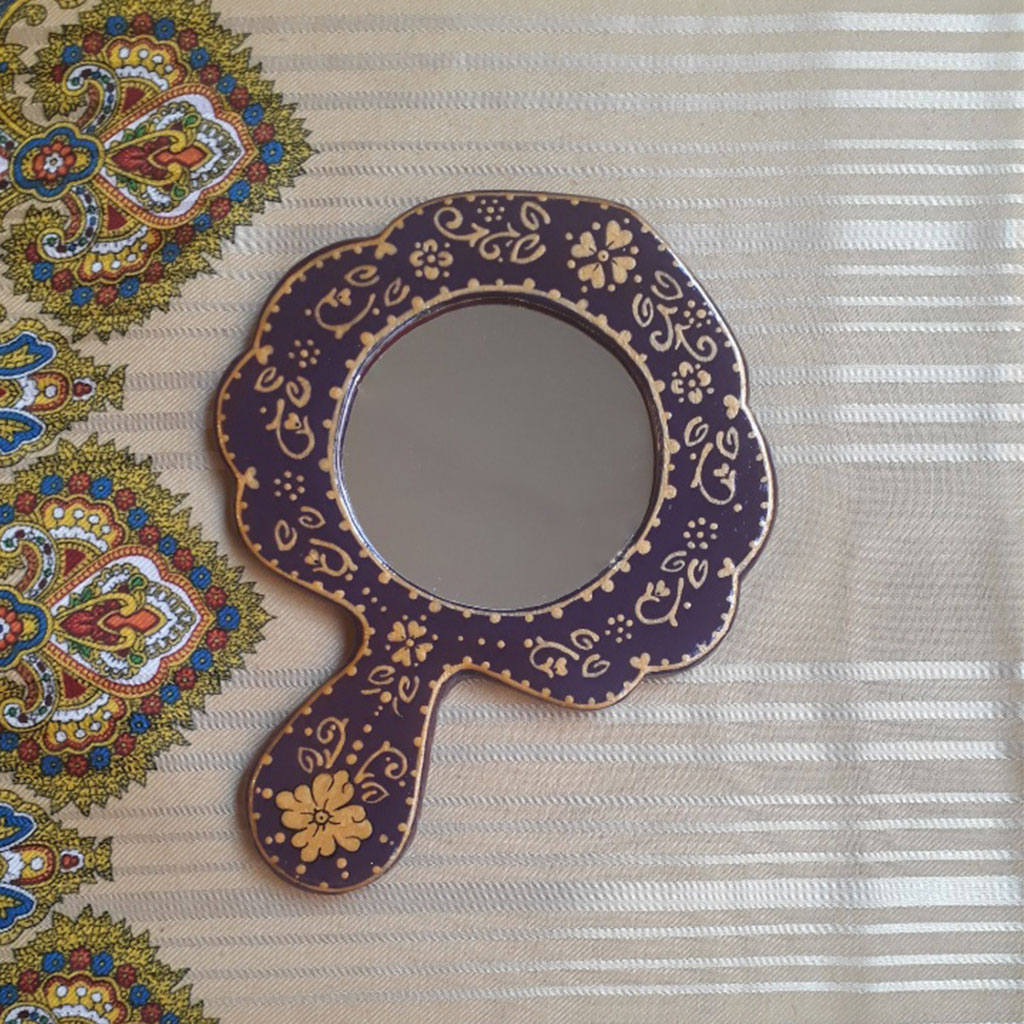 آینه دستی طرح سنتی گنجشک های عاشق برند پاپیه ماشه فدک