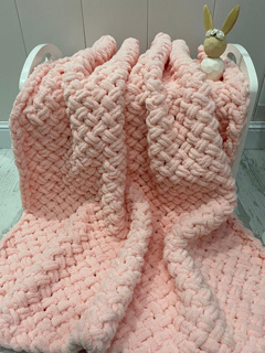 پتوی نوزادی کاموایی صورتی