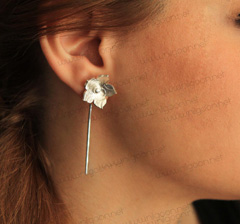 گوشواره نقره مدل گل 5 گلبرگ