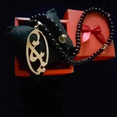 گردنبند اسم بیتا پلاک نقره و ابکاری طلا