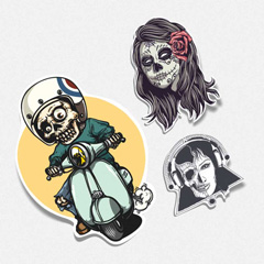 استیکر پشت سفید (فانتزی- اسکلت)