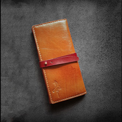 کیف پول چرم طبیعی عسلی آپیس دو رنگ