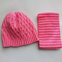 ست شال و کلاه کاموایی صورتی