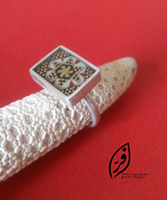 انگشتر زنانه نقره و خاتم شیراز سفارشی دستساز