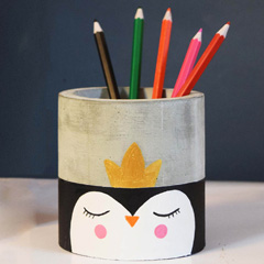 گلدان (جاقلمی) بتنی طرح پنگوئن